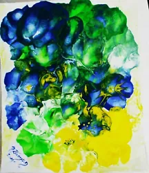 Buy Mixed Media Painting Of Blue Flowers,Nature,impressionist,orgnl.unframed • 8£