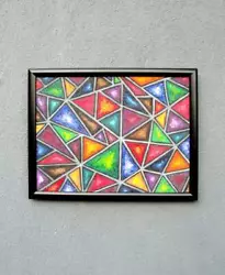 Buy Geometric Rainbow Original Oil Painting Framed And Signed • 86.99£