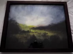 Buy Original Moody Countryside Abstract Landscape Watercolour Painting Walnut Frame • 15£
