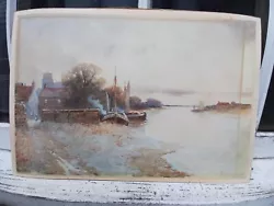 Buy Antique Signed  H English 'moored Boats' Unframed Watercolour Painting • 49.95£