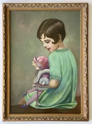Buy Antique Art Deco 1930’s Sitting Young Female Portrait Doll Figure Early Painting • 845.27£