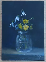 Buy Original ACEO William Jamison Miniature Oil Painting Still Life Glass Jar Flower • 0.99£