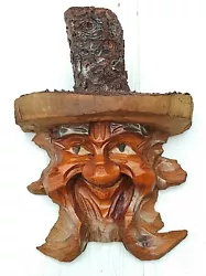 Buy Vintage Folk Art Carved Wood Tree Spirit, Hand Carved Wooden Face Sculpture VGC • 28.99£