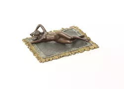Buy Bronze Sculpture Art Deco Erotic Woman Lying On A Carpet Vintage Vienna Austria • 200.81£