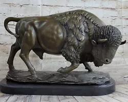 Buy American Buffalo Bison Western Artwork Bronze Marble Statue Sculpture Art Gift • 472.67£