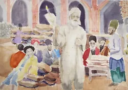 Buy Original Watercolour , 'Middle East Market', James Wood (1889-1975), Circa 1950 • 44£
