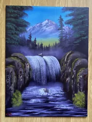 Buy Rockface Falls  - Bob Ross Inspired Original Oil Painting 30x40 Cm Canvas Art • 299£