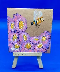 Buy Honey Bee Original Acrylic Painting Flowers Daisy Handmade Wall Art Ooak • 23.42£