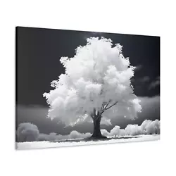 Buy White Tree Canvas Black And White Oil Painting Print Nature Wall Art Decor • 24.99£