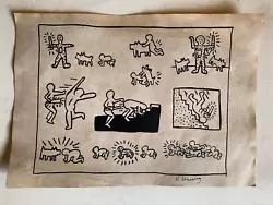 Buy Keith Haring Painting On Paper (handmade) Signed And Stamped Mixed Media • 66.84£
