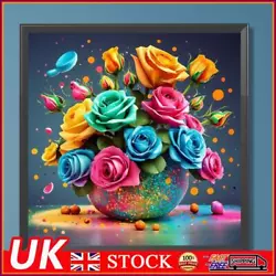 Buy 5D DIY Full Round Drill Diamond Painting Colourful Flowers Kit Home Decor30x30cm • 6.29£