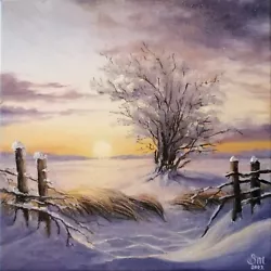 Buy Landscape Original Oil Painting 12x12 In (30x30 Cm) Realistic Winter Art • 108.74£