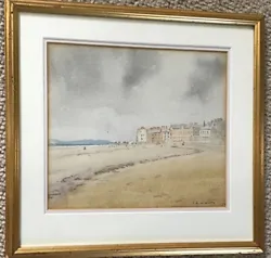 Buy G R Watson Framed Watercolour 1920 British Beach Scene With Tall Buildings • 22£