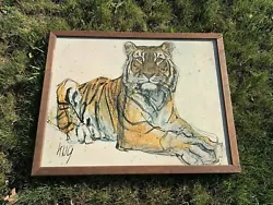 Buy KNG Art Work SIGNED Bengal Tiger Canvas Litho Abstract Line ENGLAND OOAK ❤️sj17j • 1,417.49£