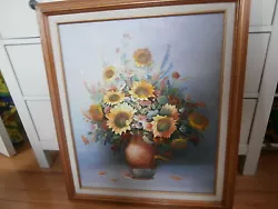 Buy Vintage Estate Original Acrylic Painting Sunflowers In A Vase By Redmond • 660.55£