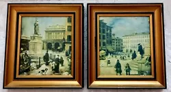 Buy A Pair Antique Italy Plate Print Framed View Piazza Della Loggia Snow Old 19th C • 440.99£