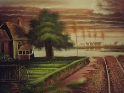 Buy Countryside Farm House Large Oil Painting Canvas Modern Landscape Art Tree 20x24 • 25.95£