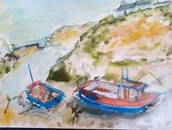 Buy Olive Van Klaveren Watercolour / Gouache Porthclais Moored Boats  Framed Signed  • 20£
