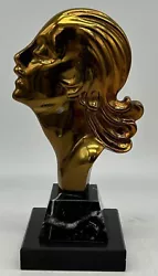 Buy French Art Deco Woman Head Brass Sculpture On Marble Base • 99.46£