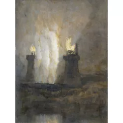 Buy Attr To  William Turner Carron Iron Works Painting XL Wall Art Canvas Print • 19.99£