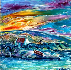 Buy Boat House Retreat Bridge Seaside.Bill Baker.direct From Artist.original Oil Pai • 10£