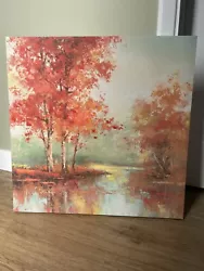 Buy Autumn Oil Painting Woodland River Scene Original Canvas By Charlton H 50x50cm • 35£