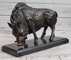 Buy Abstract Copper Bronze Marble Base Statue:Standing Wild Boar Sculpture Artwork • 331.09£