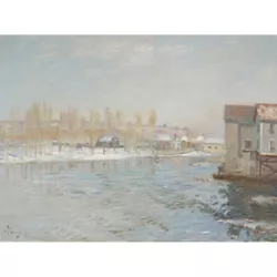 Buy Alfred Sisley The Loing Mills Moret Snow Effect Painting Canvas Wall Art Print • 12.99£
