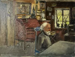 Buy Oil Painting Painter Interior Space With Antiques Peder Larsen 1898-1956 Denmark • 215.22£