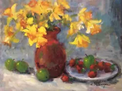 Buy Original Impressionism Oil Painting 16x20” Daffodils Floral  Still Life Signed • 471.55£