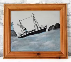 Buy Original Naive Painting Folk Art Steamboat Ship Sailors After Alfred Wallis • 79£