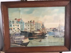 Buy D W Plant Lowestoft Harbour 1977 Water Colour Trawlers Fishing Vessels • 50£
