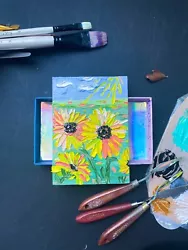 Buy Sunflower Painting ORIGINAL Gift Floral Wall Art Canvas Art Flower Oil Impasto • 48.79£