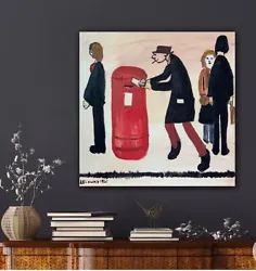 Buy L.S. Lowry Style Abstract Oil Painting On Canvas 40x40cm Red Post Box • 125£