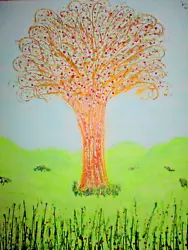 Buy Mixed Media 'tree Of Content' Painting On Canvas, Wrap Around, 9x14  Only £21.99 • 21.99£