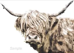 Buy Highland Cow Abstract Print Painting Limited Edition Signed • 5.50£
