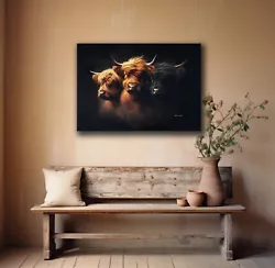 Buy Highland Cow Painting Large A2 Canvas The Campbells FREE DELIVERY • 19.99£