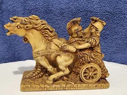 Buy Vintage Roman Chariot With Soldier And Horses Sculpture Alabaster Art By L Toni • 25£