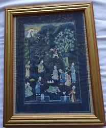 Buy Framed  Indian Silk Picture - Garden Scene • 26.99£