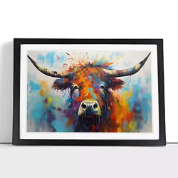 Buy Highland Cow Abstract Framed Wall Art Poster Canvas Print Picture Home Painting • 16.95£