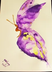 Buy Watercolour Ink Painting Of Exotic Purple Butterfly,Abstract,unframed,original • 8£