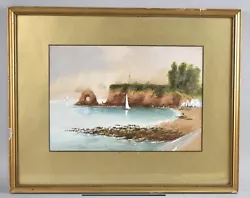 Buy Original Antique Art - Gouache Seascape, Naive Style, Early C20th, W. Linden • 40£