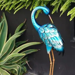 Buy Katlot Crane Metal Garden Blue Heron Sculpture Metal Yard Art, Heron Decoy • 45.63£