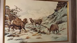 Buy Original Oil Painting By AJ McCoy - Bighorn Sheep In A Snowy Mountain Pass • 2,677.48£