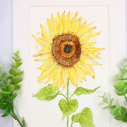 Buy Sunflower Hand-painted Original Signed Watercolour Flower Painting (not A Print) • 16.99£