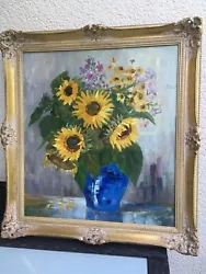 Buy Old Oil Painting Picture Sunflowers Still Life Signed • 299.77£