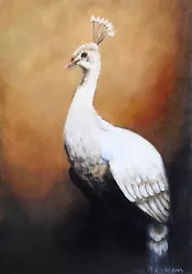 Buy Original Painting. White Peacock Bird Wildlife . Fine Art. Signed K Eggleston • 29.99£