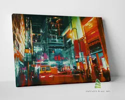 Buy City Street Nightlife Canvas Art Oil Painting Wall Art Print Picture Decor--D863 • 9.41£