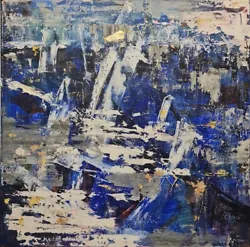 Buy Original Canvas Abstract Mario Mendoza Nautical Painting Blue Marine Decor Boats • 750£