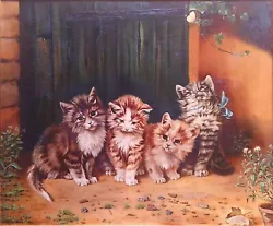 Buy LATE 19th CENTURY OIL ON CANVAS - KITTEN GROUP - H53 CM X W64 CM - UNSIGNED   • 299.99£